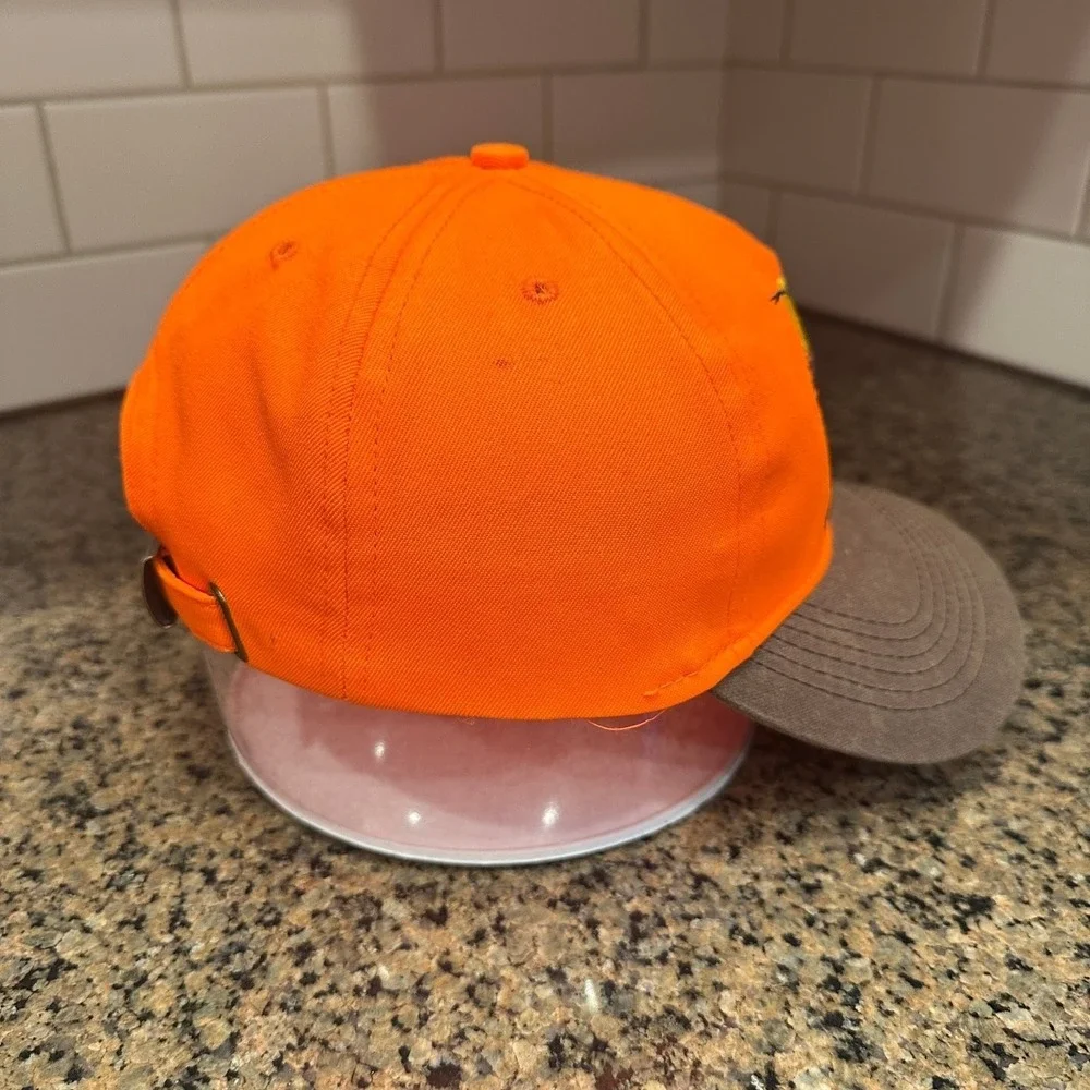 Vtg Pheasants Forever Outdoor Cap Hunting Hat Adjustable Orange Brown Made in US